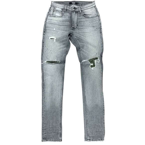 NEW HUDSON men's zack flag skinny jean in grey wash - Picture 1 of 1